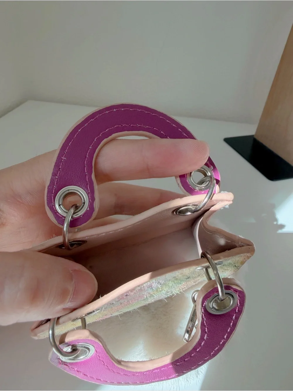 Pastel Shimmer Genuine Leather & Real Horsehair Mini Bag Charm